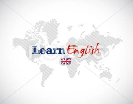 Learn English Sign Over A World Map.