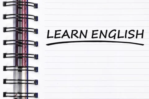 Learn english words on spring note book Foto stock
