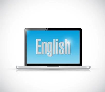 Learn english on your computer illustration design Stock Illustration