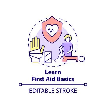 Learn first aid basics concept icon Stock Illustration