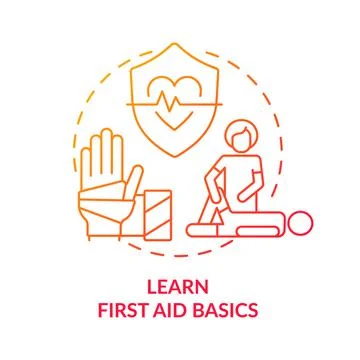 Learn first aid basics red gradient concept icon Stock Illustration