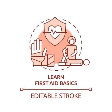 Learn first aid basics terracotta concept icon Stock Illustration