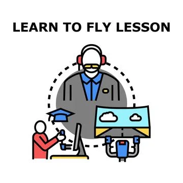 Learn to fly pilot training lesson concept Stock Illustration