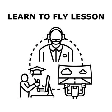 Learn to fly pilot training lesson concept Stock Illustration