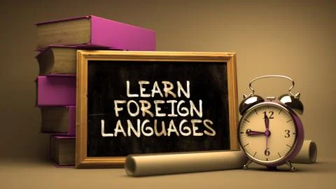 Learn Foreign Languages Handwritten on Chalkboard Stockillustratie