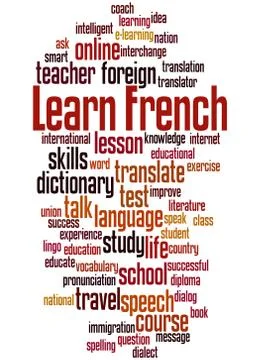 Learn French, word cloud concept Stock Illustration