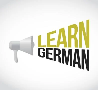 Learn german loudspeaker message sign illustration Stock Illustration