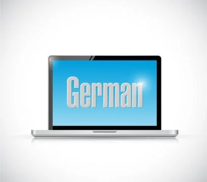 Learn german on your computer. illustration design 스톡 일러스트