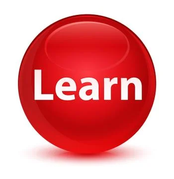 Learn glassy red round button Stock Illustration