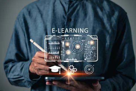 Learn how digital technology offers corporate e learning options, augmented.. Stock Photos