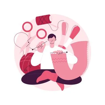 Learn how to knit abstract concept vector illustration. イラスト素材