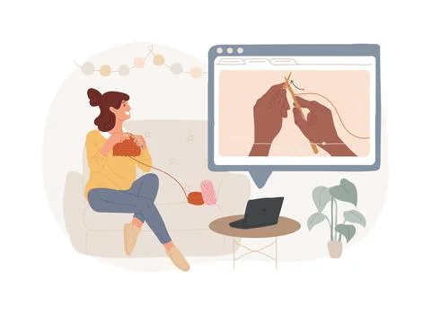 Learn how to knit isolated concept vector illustration. Stock Illustration
