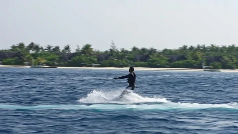 Learn How To Wakeboard On Maldives Stock Footage 125863899