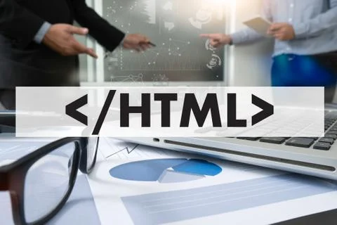 Learn HTML, web development and web design,  Trendy long shadow flat design.. 스톡 사진
