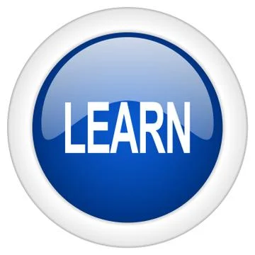 Learn icon, circle blue glossy internet button, web and mobile app illustrati Stock Illustration