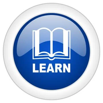 Learn icon, circle blue glossy internet button, web and mobile app illustrati Stock Illustration