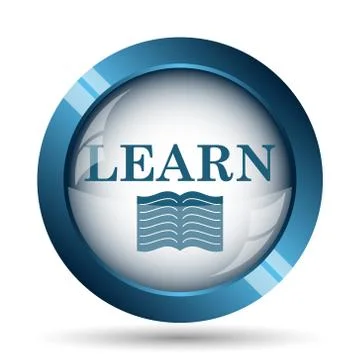 Learn icon. Internet button on white background.. Illustrazione stock