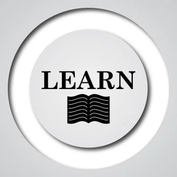Learn icon. Internet button on white background.. Illustrazione stock