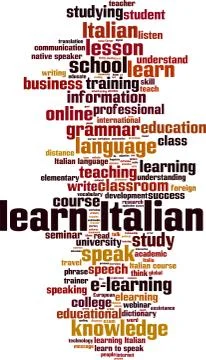 Learn Italian word cloud Stock Illustration