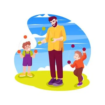 Learn to juggle isolated cartoon vector illustration. Stock Illustration