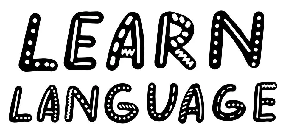 Learn Language. Training, education, courses concept. Lettering calligraphy i Stock Illustration