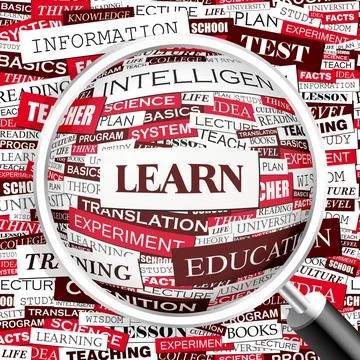 LEARN LEARN. Word cloud illustration. Tag cloud concept collage. Copyright... 库存照片