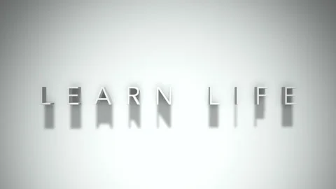 Learn life 3D title animation with shadows on a white background Stock Footage 297667716