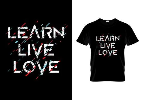 Learn Live Love Typography T-Shirt Design Stock Illustration