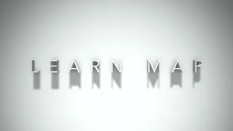 Learn map 3D title animation with shadows on a white background Stock Footage 297667649