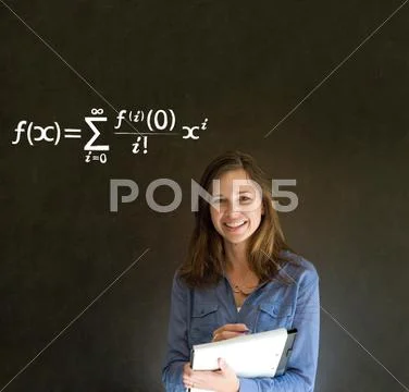 Learn math or maths teacher with chalk background Stock Photos