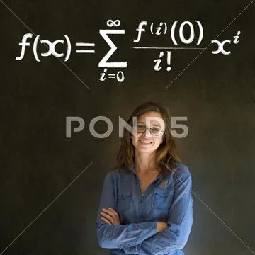 Learn math or maths teacher with chalk background Stock Photos