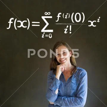 Learn math or maths teacher with chalk background Stock Photos
