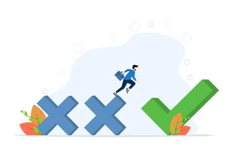 Learn from mistakes, motivate to develop and move towards success. Stockillustratie