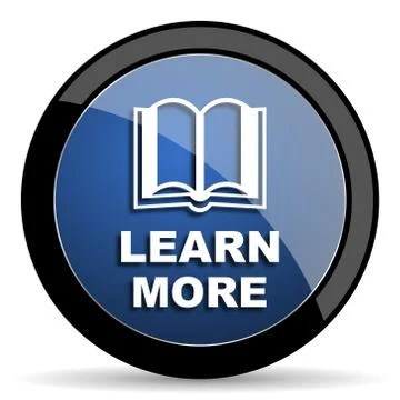 Learn more blue circle glossy web icon on white background, round button for  イラスト素材