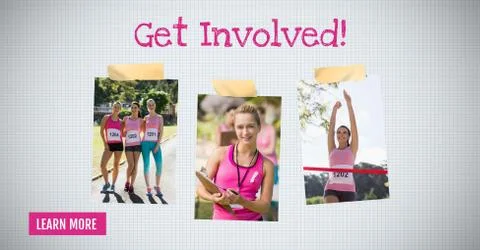 Learn more button with Get involved text on Breast Cancer Awareness Photo Stock Photos