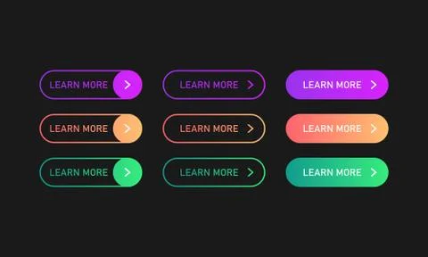 Learn more button set in gradient style. Vector EPS 10 Stock Illustration