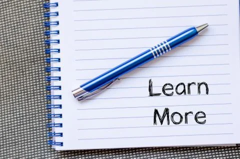 Learn more concept on notebook Foto stock