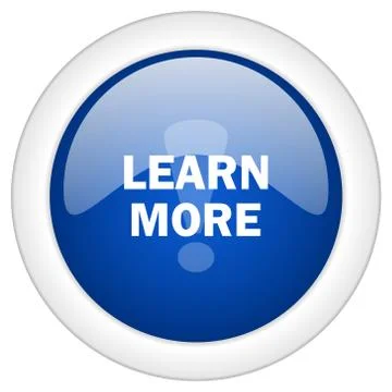 Learn more icon, circle blue glossy internet button, web and mobile app illus イラスト素材