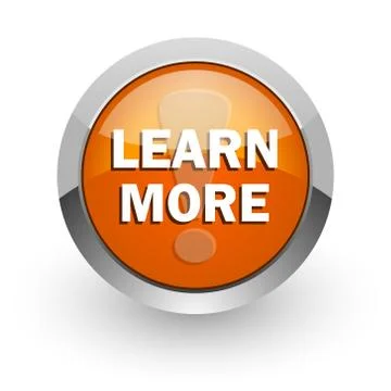 Learn more orange glossy web icon Stock Illustration