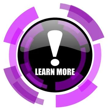 Learn more pink violet modern design vector web and smartphone icon. Round bu Stock Illustration