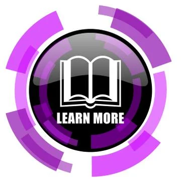 Learn more pink violet modern design vector web and smartphone icon. Round bu 스톡 일러스트