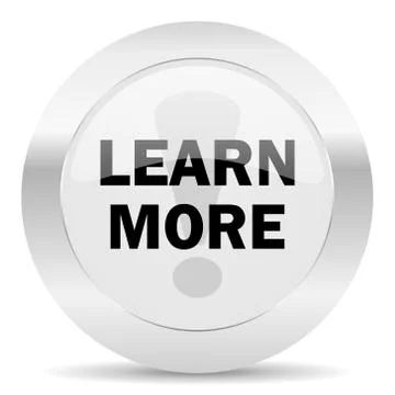 Learn more silver glossy web icon Stock Illustration