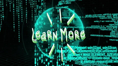 Learn More text over digital globe with green binary code animation Stock-Footage 305058368