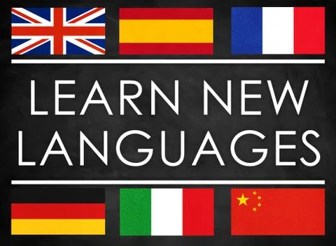 Learn new languages - chalkboard background Stock Illustration