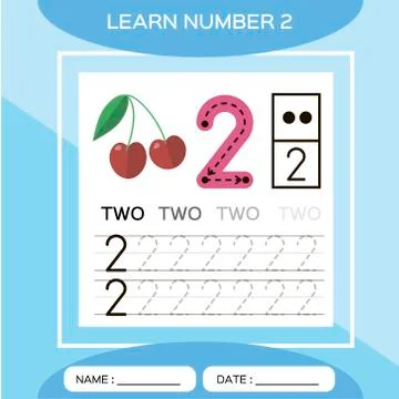 Learn number 2. Two . Children educational game. Kids learning material. Lets Stock Illustration