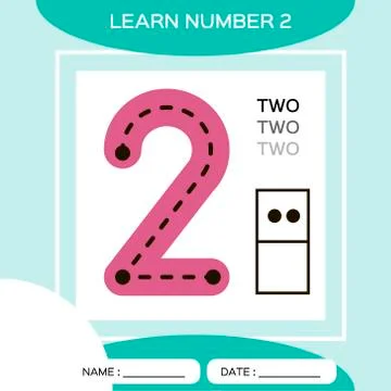 Learn number 2. Two. Children educational game. Kids learning material. Counting Stock Illustration