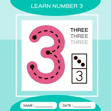 Learn number 3. Three . Children educational game. Kids learning material Stock Illustration
