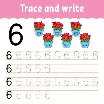 Learn Numbers. Trace and write. Winter theme. Handwriting practice. Learning  Stock Illustration