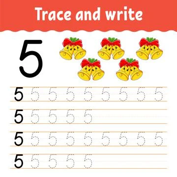 Learn Numbers. Trace and write. Winter theme. Handwriting practice. Learning  Illustrazione stock
