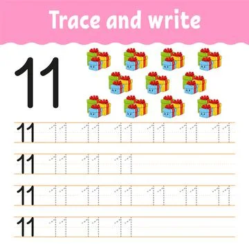 Learn Numbers. Trace and write. Winter theme. Handwriting practice. Learning  Stock Illustration